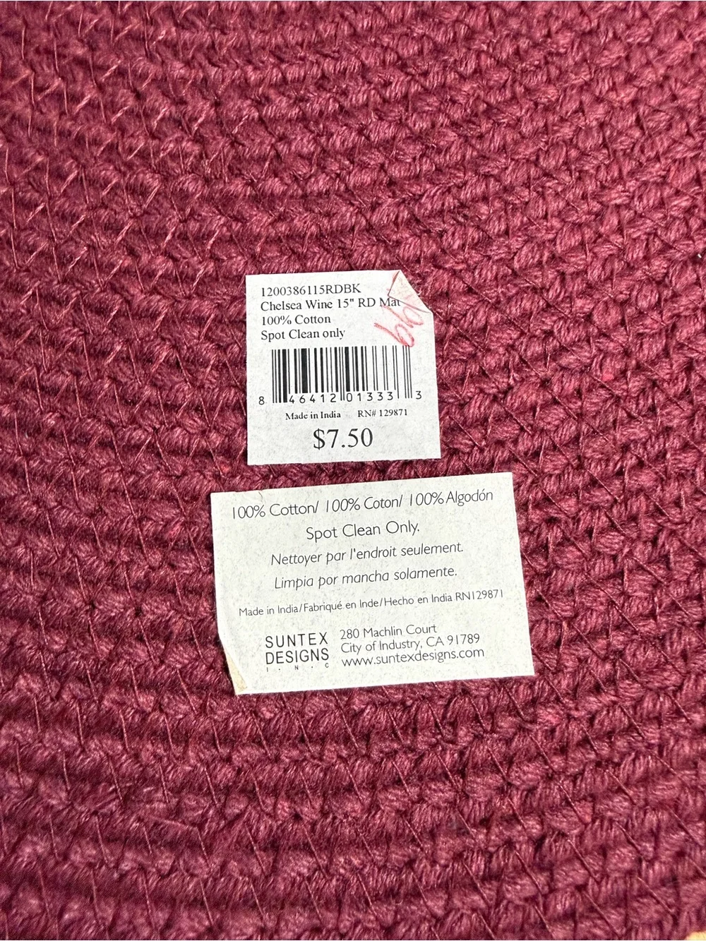 6 Cotton Woven Wine Purple Red Circle Placemats Autumn Cottagecore